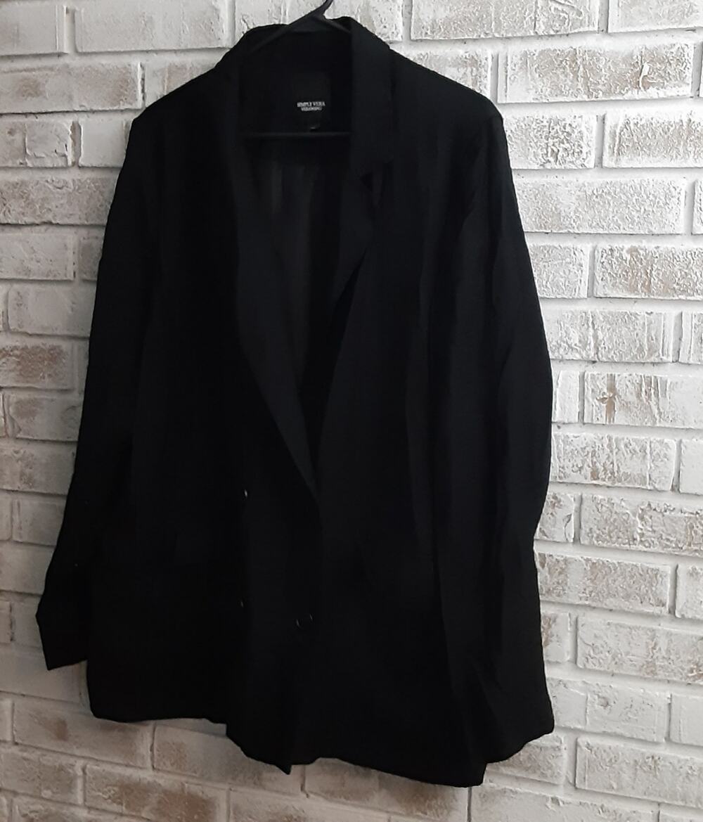 Simply Vera Black Double Breasted Blazer sz XXL Versatile Core Pc